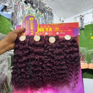 Luxurious Curly Burgundy Human Hair Extension with 4x4 Closure